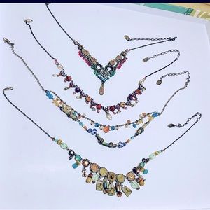 4 Ayala bar artisan necklaces, mixed media.